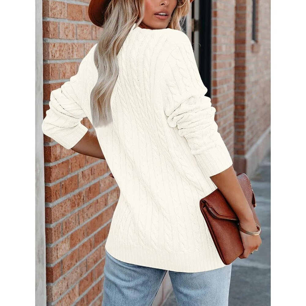 Women's Acrylic Cable Knit Cardigan Medium Open Front Warm Casual Coat - Picture 3 of 9